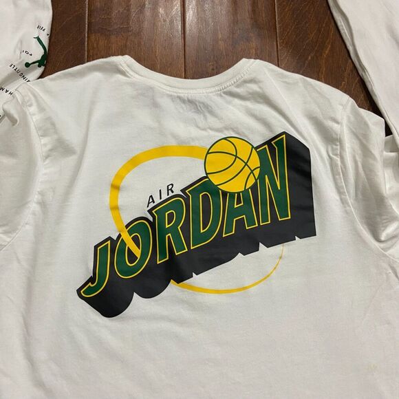 Jordan Brand Legacy Green Air Seattle White L/S Graphic Tee Men's Size Large - Picture 6 of 9